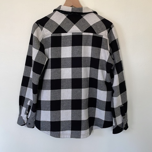 Orvis | Ladies Black White Checker Fleece Lined Button Front Shacket Size Medium - Picture 8 of 14